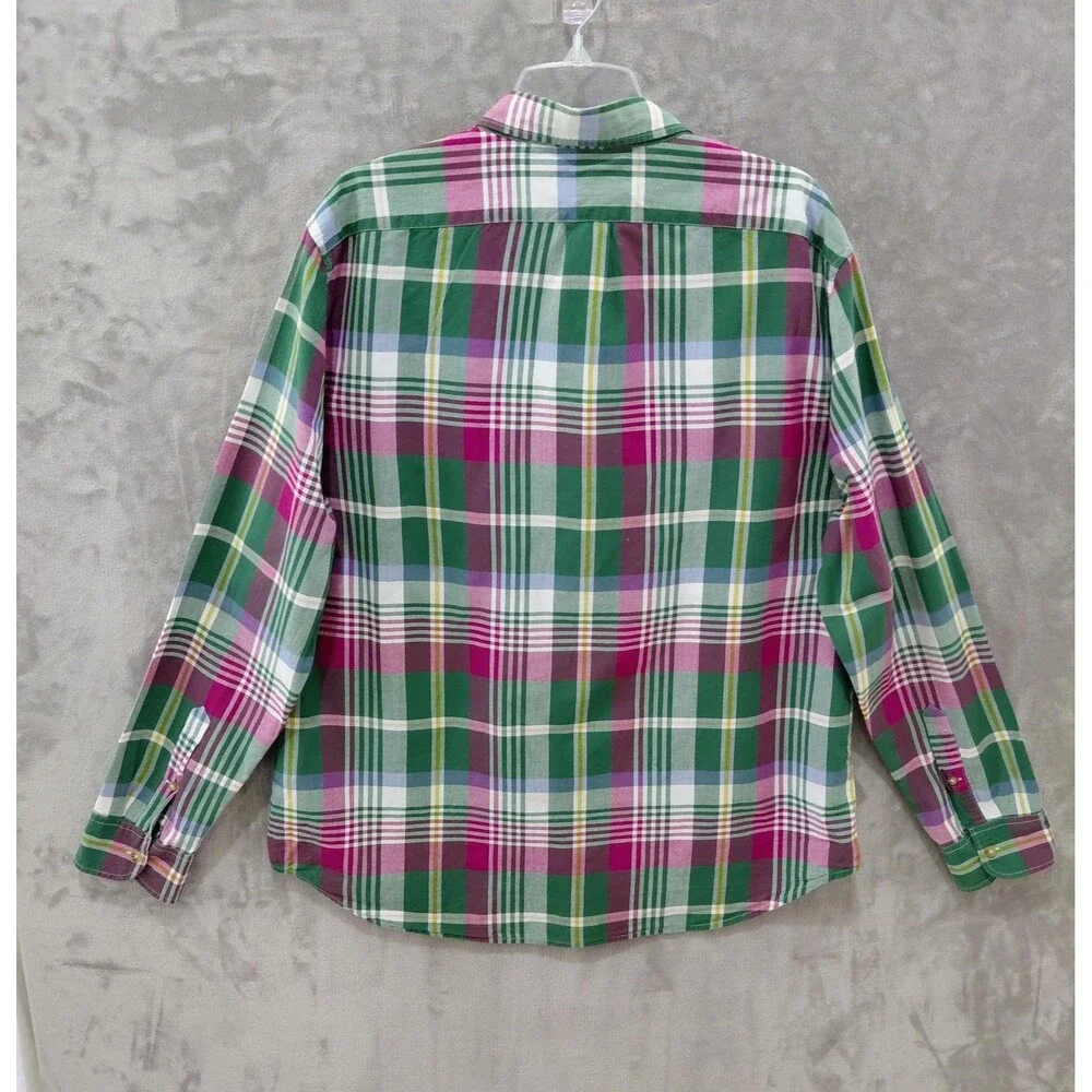 J Crew Indian Madras Button Down Classic Fit Shirt Men's XL Plaid Preppy Pocket